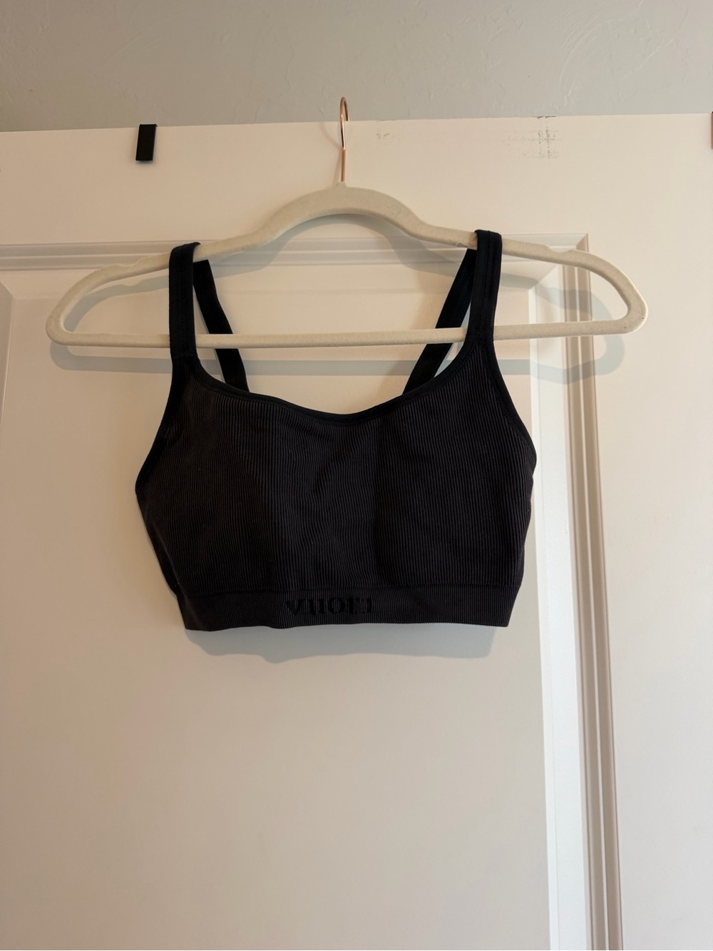 Vuori Black Ribbed Seamless Bralette - Women Intimates